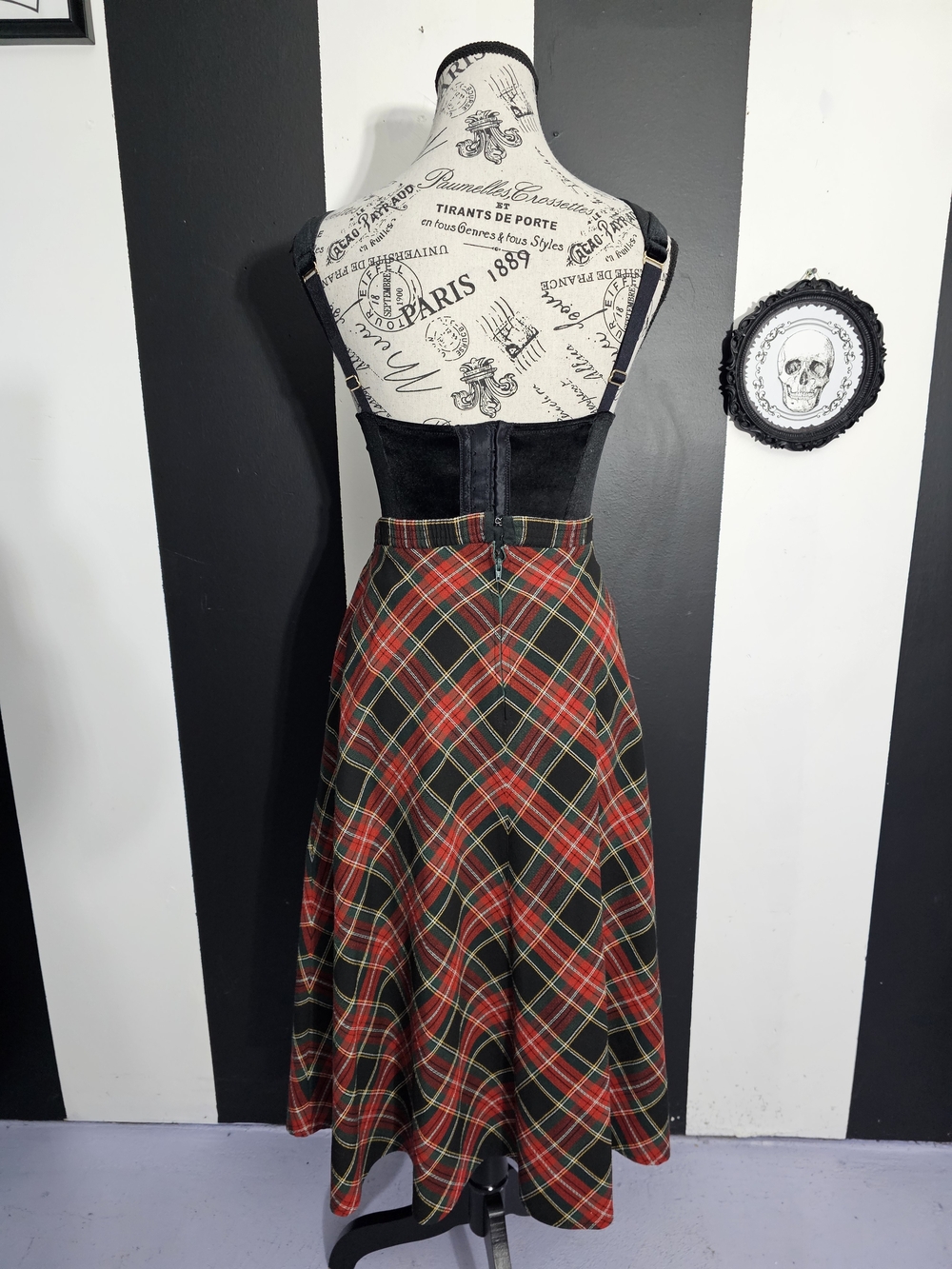 Vintage Red & Green Tartan Midi Skirt - Picture 4 of 5